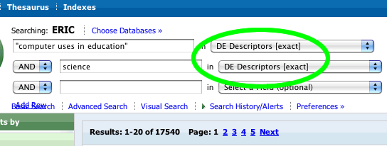 advanced search with DE choice