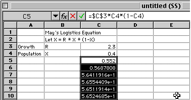 screen shot of spreadsheet with formulas and a few rows of calculated data